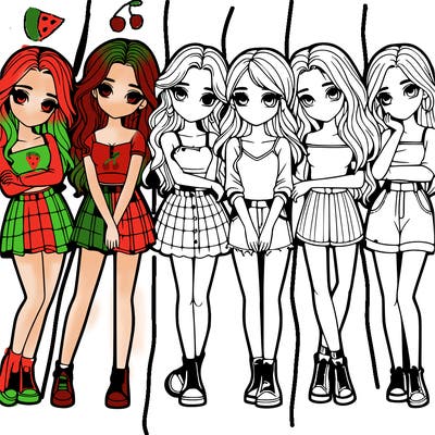 a group of girls realistic