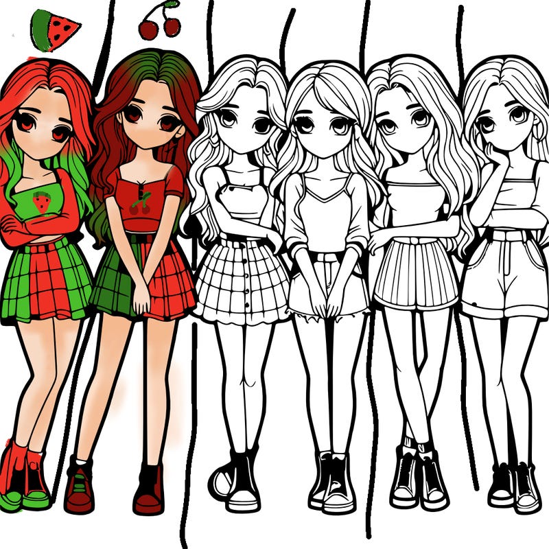 a group of girls realistic