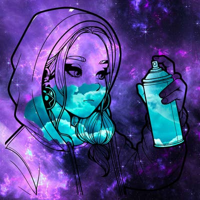 a realistic girl, spray painting