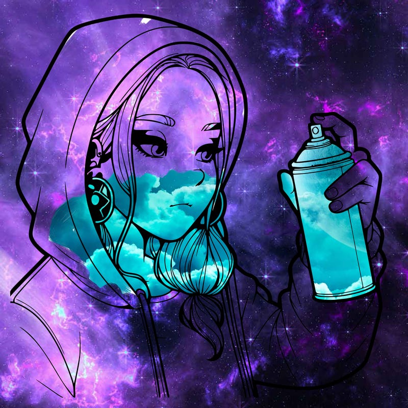 a realistic girl, spray painting