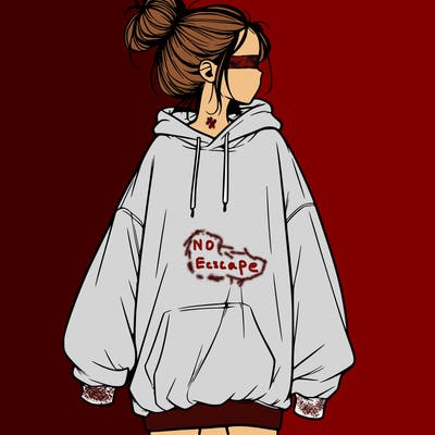 realistic girl with a oversized sweatshirt on and a bun