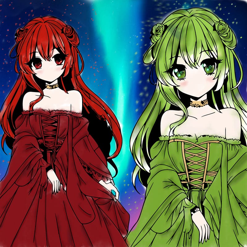 pretty anime goddess wearing long and flowy cloth and looking elegant