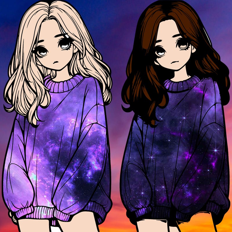 realistic girl with baggy sweater