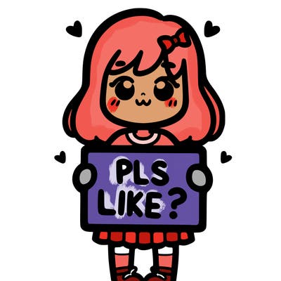 girl holding sign saying pls like?