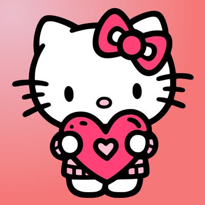 hellokitty holding a heart