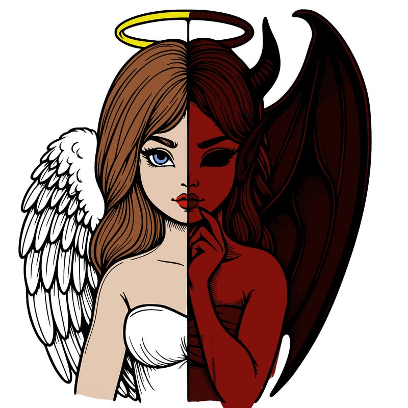 realistic angel half demon