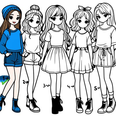 a group of five girls