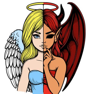 realistic angel half demon