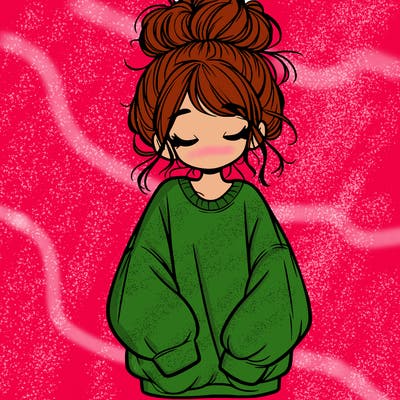 girl with baggy sweatshirt and messy bun