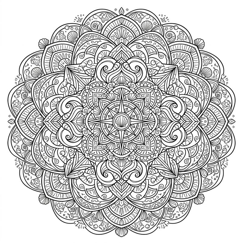 Immerse yourself in the calming beauty of our Pink Sand Beach Mandala coloring page, an intricate design inspired by serene coastal landscapes. This unique artwork combines geometric precision with delicate marine elements, offering a delightful and relaxing coloring experience for all ages.