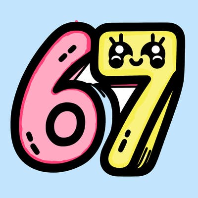 the numbers 67