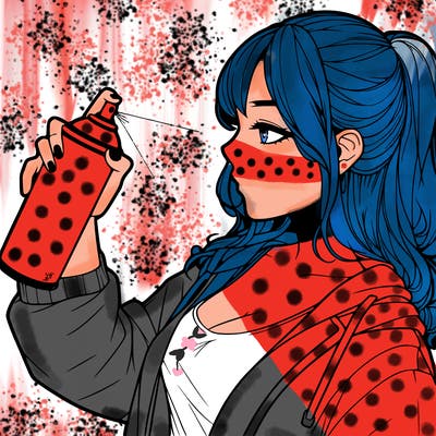 a realistic girl spray, painting