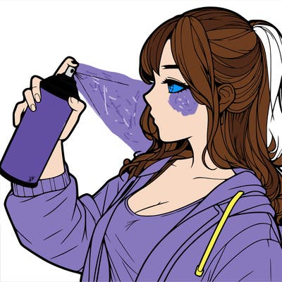 a realistic girl spray, painting