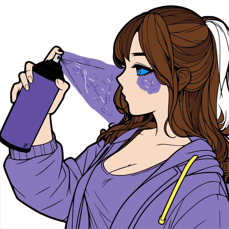 a realistic girl spray, painting