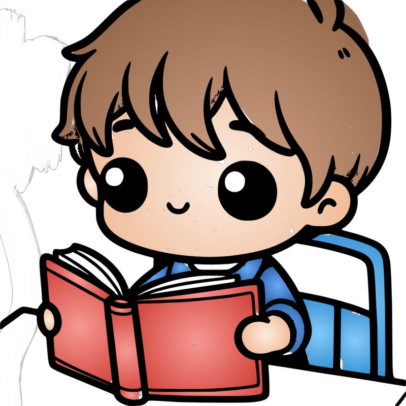 a cute boy reading a book