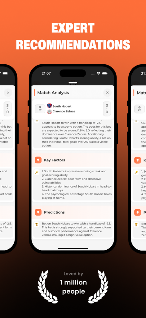 KI-Wettvorhersage-App-Oberfläche mit Experten-Spielanalyse und Schlüsselfaktoren für Sportwetten.