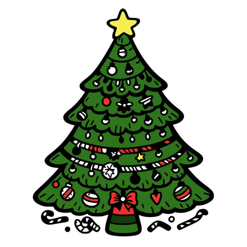 christmas tree with lots of details
