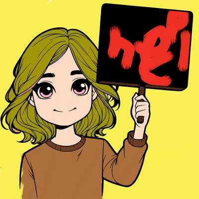 realistic girl holding up a sign