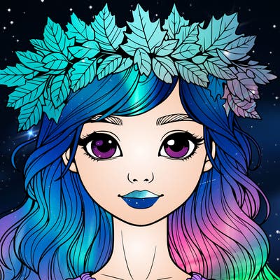 realistic girl with fall leaf crown