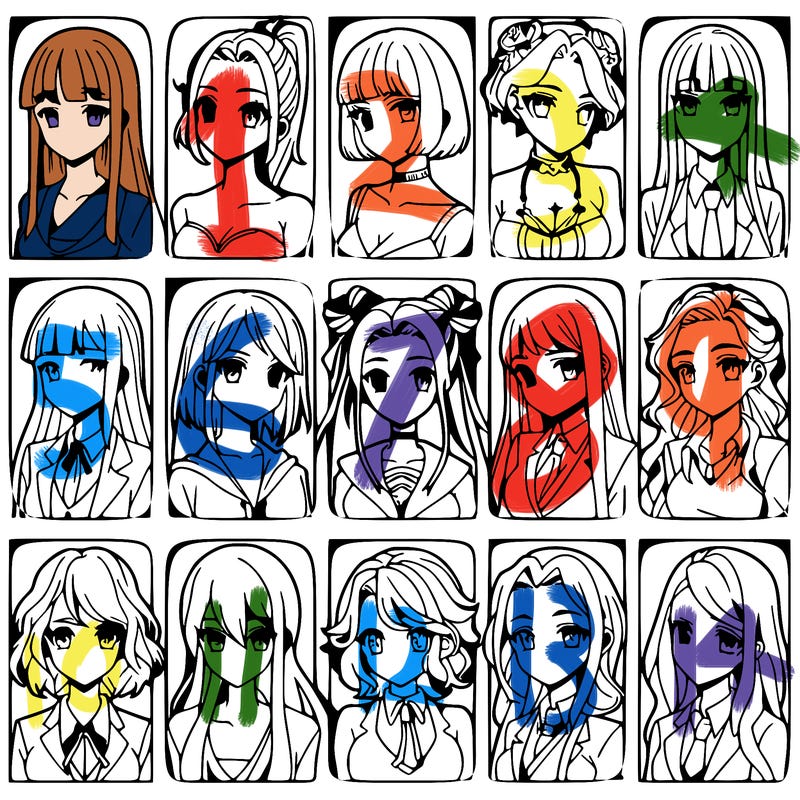 girls that look diffrent anime