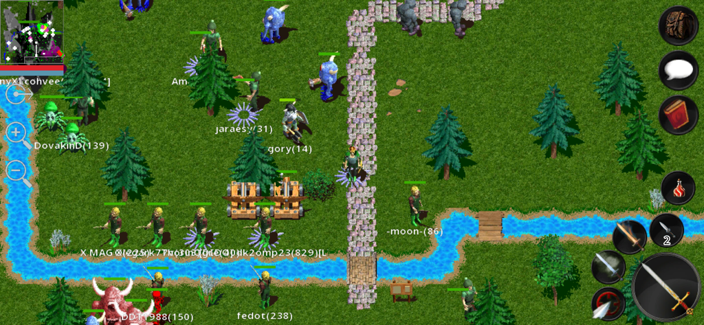 Forgotten Tales - Gameplay di Forgotten Tales MMORPG con personaggi in pixel art e paesaggio isometrico