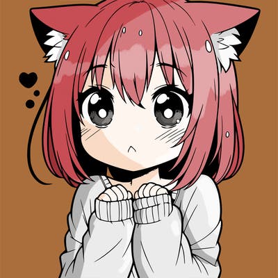shy anime catgirl