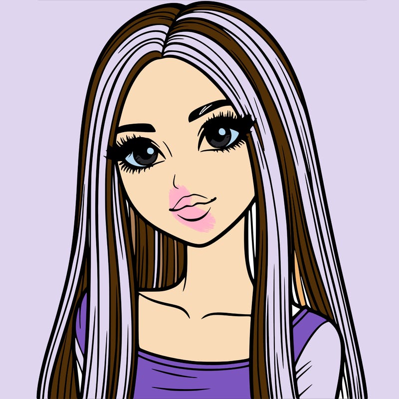 realistic girl with straight and long hair