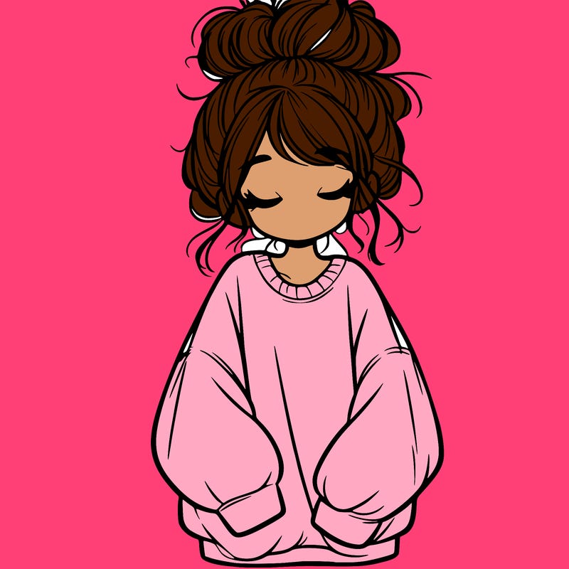 girl with baggy sweatshirt and messy bun