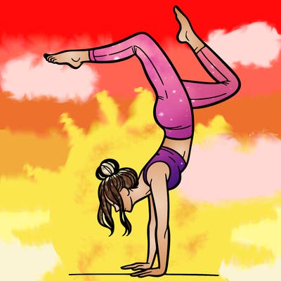 a woman doing a handstand