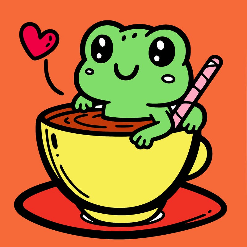 cute frog in a tea cup