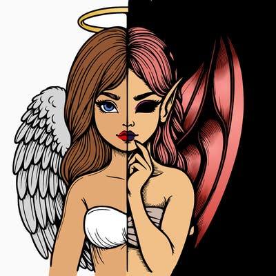 realistic angel half demon