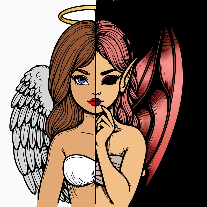 realistic angel half demon