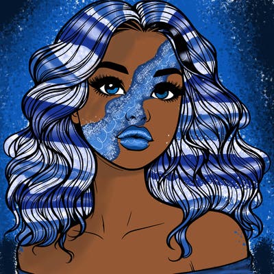 realistic girl with wavy hair and lips