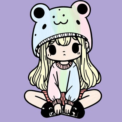 a girl wearing a frog hat and some frog socks