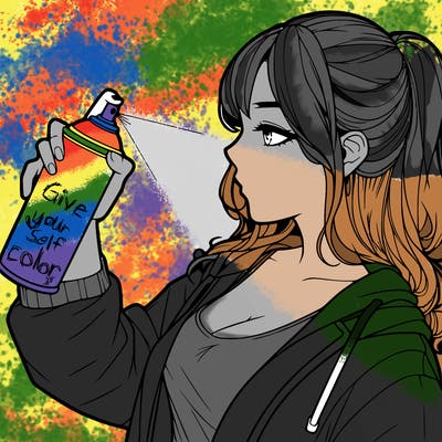 a realistic girl spray, painting