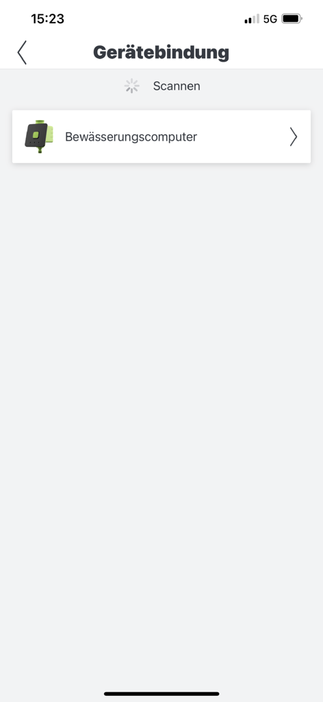 ALDI GARDEN - ALDI GARDEN App-Bildschirm zur Gerätekopplung, der nach einem Bewässerungscomputer sucht