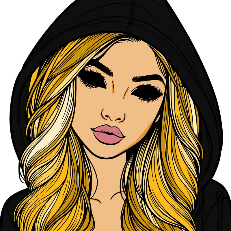 realistic beautiful girl with a hood on