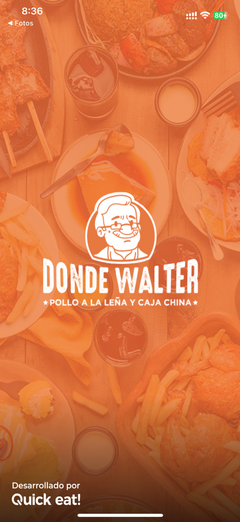 Donde Walter - Donde Walter Peruvian restaurant app home screen featuring the logo and food dishes