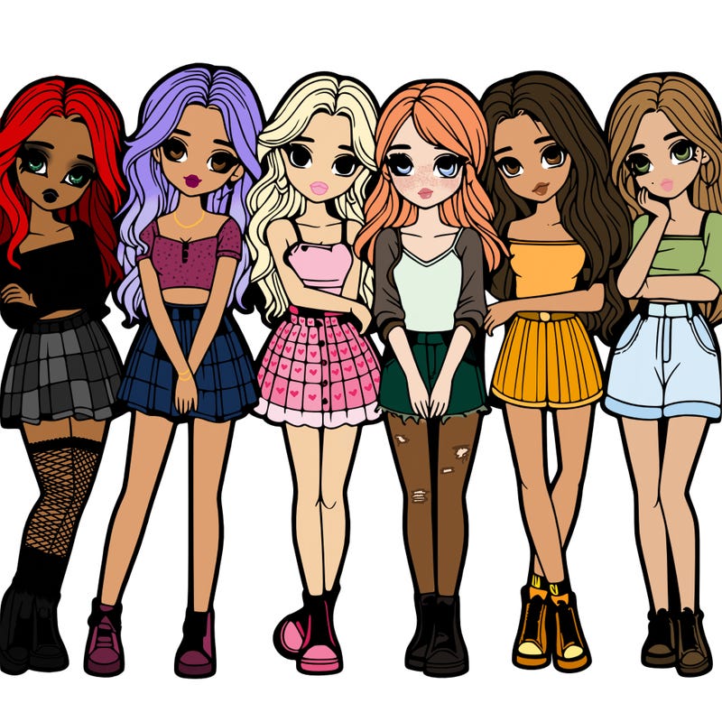 a group of girls realistic