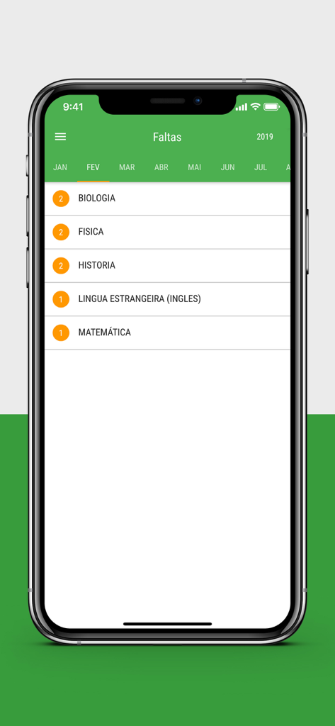 Aluno Online SEDUC-CE - School attendance and absence tracking screen for students in the Aluno Online SEDUC-CE mobile app.