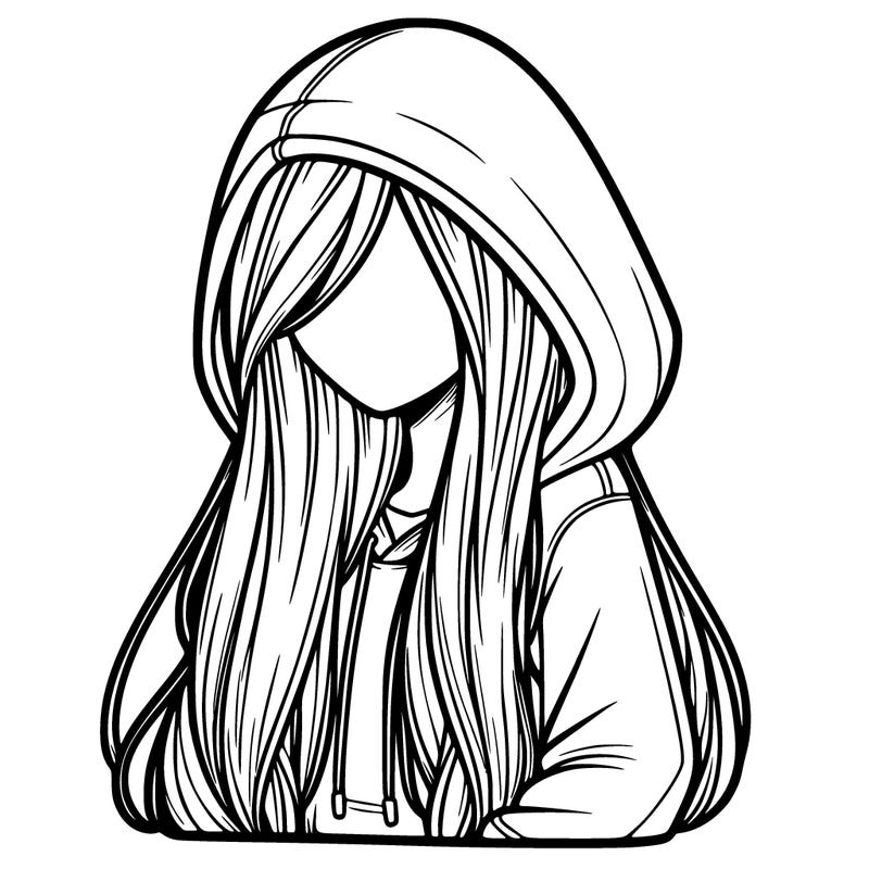 a girl who is wearing a hoodie with long hair