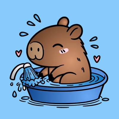 capybara taking a bath
