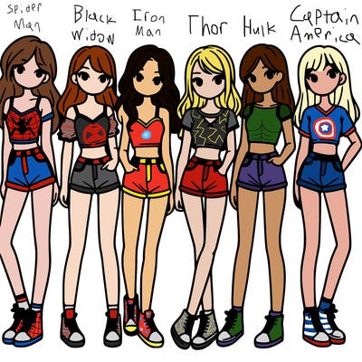 a group of girls wearing crop tops and shorts