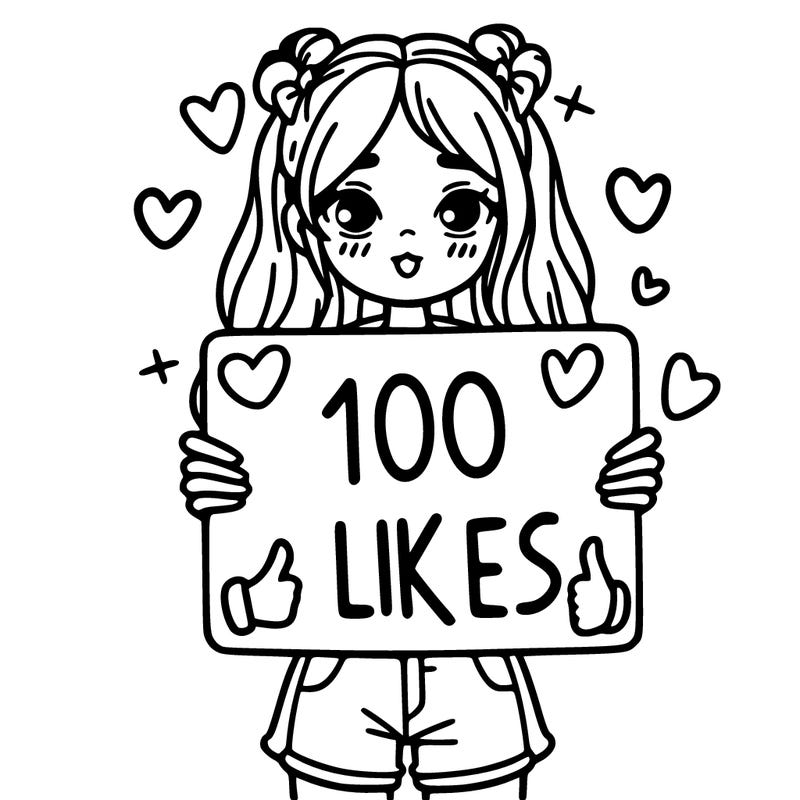 girl holding a sign saying 100 likes