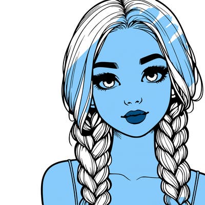 realistic girl with braids