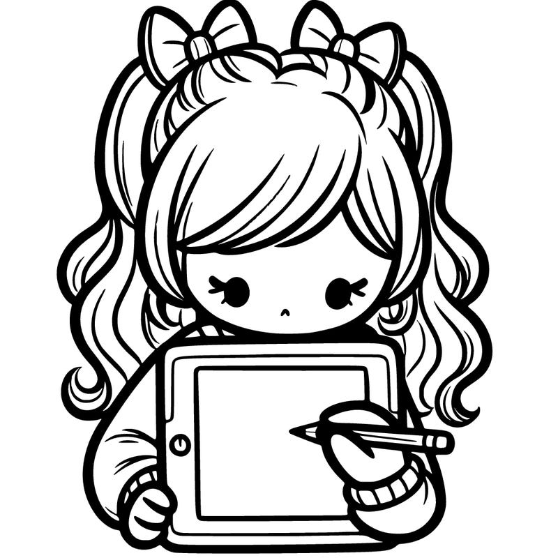 girl drawing in her ipad
