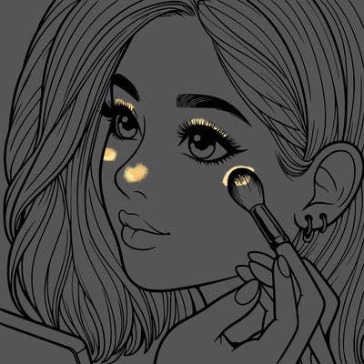 a realistic girl doing her makeup