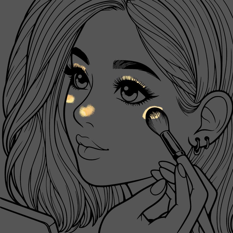 a realistic girl doing her makeup