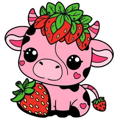cute strawberry cow