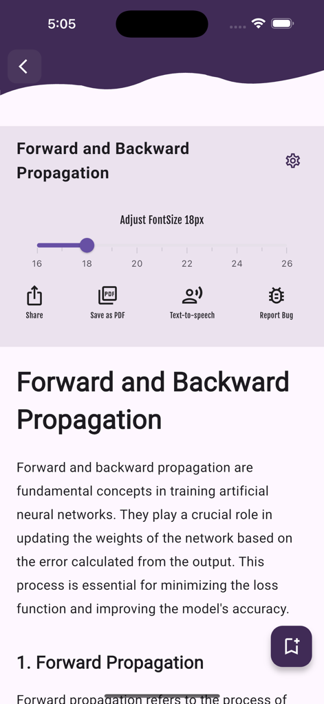 Learn Pytorch - La aplicación Learn PyTorch que muestra un tutorial sobre propagación hacia adelante y hacia atrás para redes neuronales.